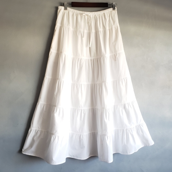 NWT JOIE LONG TIERED GATHERED WHITE SKIRT, SIZE L - Picture 2 of 12